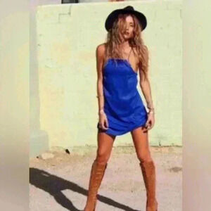 Rat & Boa Cobalt Blue Halter Dress From Their Devils Paradise  Collection NWT